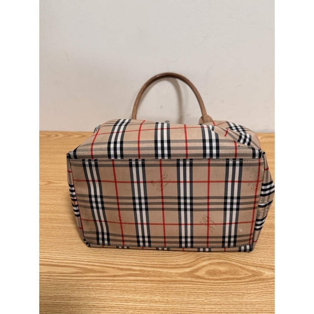 BURBERRYS Of London Nova Check Blue Label Hand Bag Satchel Canvas Beige Silver - Picture 7 of 11